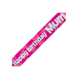 OakTree 625082" Happy Birthday MumFoil Holographic Banner, Pink, 9 ft