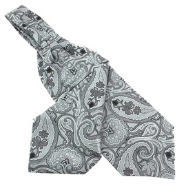 Clj Charles Le Jeune. Ascot Scarf Léonard, Microfibre. Grey, Paisley.