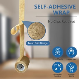 ZJCCTO Self Adherent Bandage Wrap - 6 Counts 2’’ x 5 Yards, Medical Tape Vet Wrap for People and Pets, Non Woven Cohesive Bandage for Ankle Sprains & Swelling, Sports Injury, Stretch Athletic