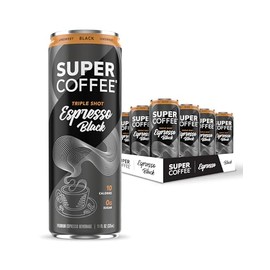 SUPER COFFEE Espresso, Café Keto Helado (0 G De Azúcar Añadido, 10 Calorías) [Triple Shot Black] 325 Ml, Paquete De 12 | Cold Brew, Bebidas Inteligentes De Café - Sin Soja Ni Gluten
