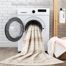 Boraya Boraya Area Rugs for Living Room: 9x12 Washable Boho Rug for Bedroom Large Neutral Bohemian Moroccan Farmhouse Geometric Dining Room Rugs Ultra Soft Floor Carpet Indoor for Home Office - Brown Beige