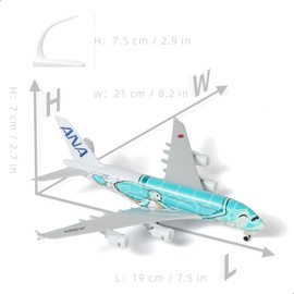 QIYUMOKE 1/300 A380 Diecast Metal Aeroplane Model for ANA Green Turtle Airlines JA382A Kai with Stand, Model Aircraft Suitable for Aviation Enthusiasts Gift or Display Decoration