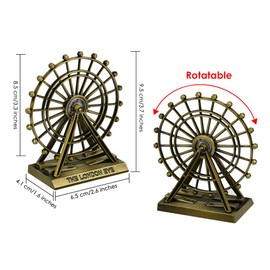 ds. distinctive style London Souvenirs Ferris Wheel Decoration Small Rotating London Eye Metal Figure 3.7" Cute Wedding Souvenirs