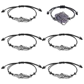 PH PandaHall 6 Stück Gewachstes Polyester Cord Armbänder, 2 Stil leere Kristall-Halter Armbänder Edelstahl-Edelstein-Käfig-Armband Leere Steinhalter-Ersatz für DIY-Schmuck, schwarz, 26cm