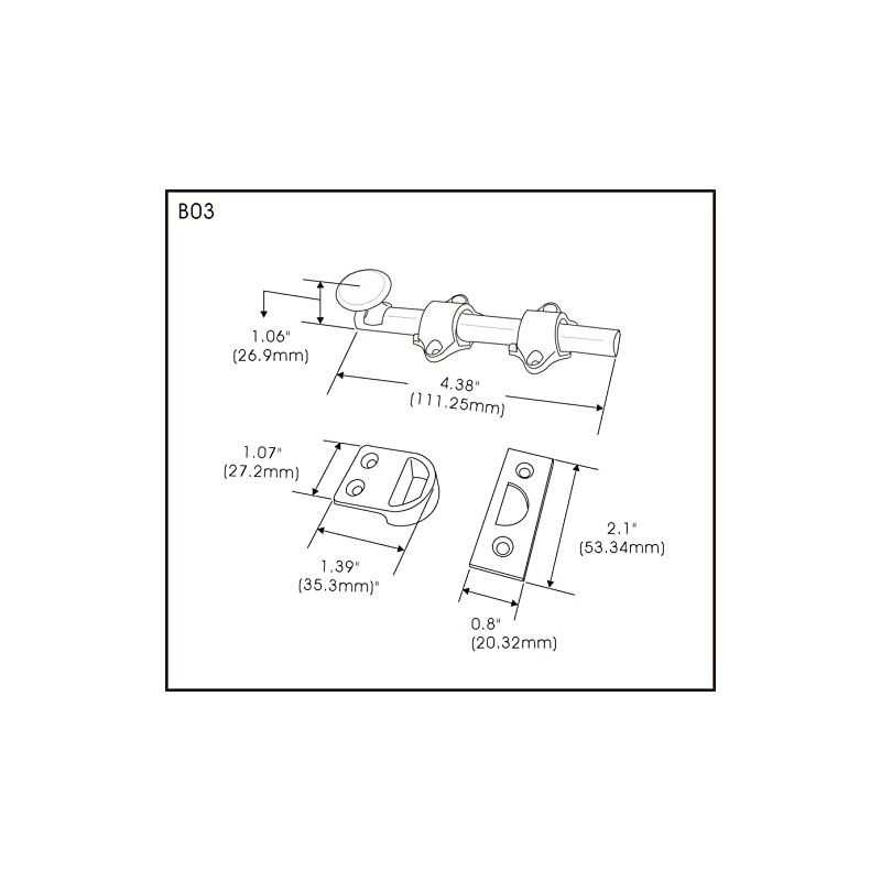 QCAA Solid Brass Dutch Door Bolt, 4", Matte Black, Made