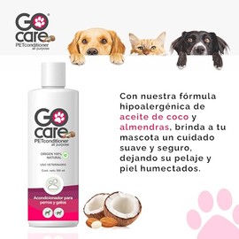 Go Care Acondicionador Hipoalergénico para Perros y Gatos 350 ml – con Aceite de Coco y Almendras – Suaviza, Desenreda e Hidrata el Pelaje – Origen Natural