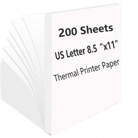 200 Sheets, Thermal Printer Paper 8.5 x 11 Inches, Single US Letter Size, Suitable with Most Thermal Portable Printer, Such M08F/A40, Quick-Drying, Waterproof(Single, Keep 3 Years)