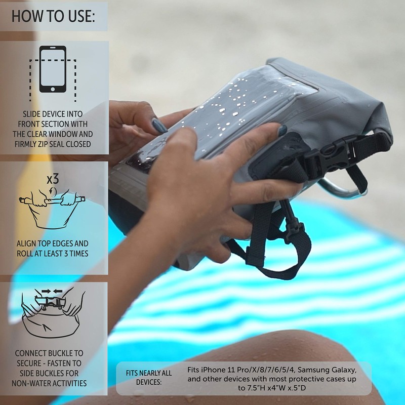 geckobrands Bolsa impermeable para teléfono con bolsa seca de 2