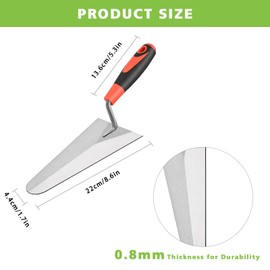 DEKEones Pointing Trowel, 8" Stainless Steel Concrete Finishing Trowel with Soft Grip Handle for Grouting Plastering Flooring Finishing Hand Tools