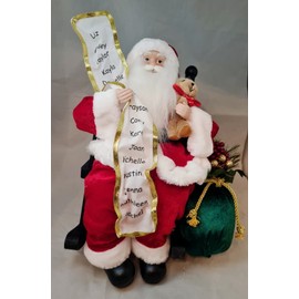 Gerson Santa Claus in Rocking Chair with List &  Bear Large Christmas Decor 15"