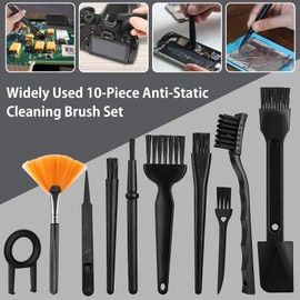 Hodyludy 10PCS Anti Static Brush Kit, Small Cleaning Brushes for Keyboard PCB Motherboards Circuit Boards Electronic Devices Tool Set, Black