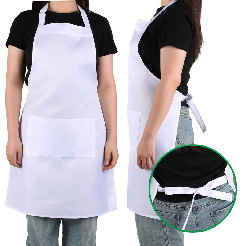 Chef Apron Hat Set Cotton Kitchen Apron with 2 Pockets