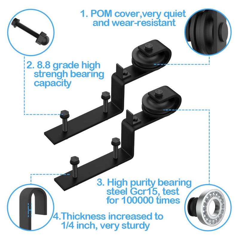 ZEKOO Sliding Barn Door Single Track Bypass Hardware Black Steel
