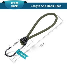 Abma Cord Tensioning Elastic Straps with Hooks, 20 cm, Pack of 20 Expander with Hooks, Short Rubber Tensioners, Tarpaulin Tensioners, Hooks for Tarpaulin, Nets, Tents, Trailer Tarpaulin, Banner