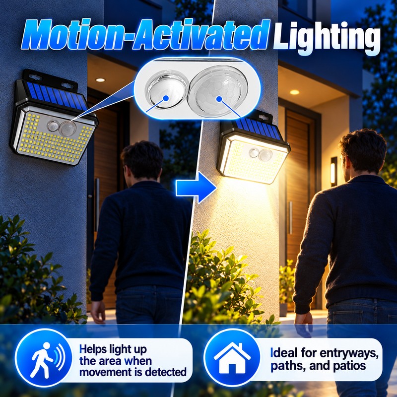 Solar Motion Sensor Outdoor Wall Lights for Home Security –