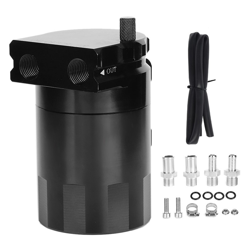 Universal Oil Catch Can Kit 300ML Reservoir Tank Engine Black