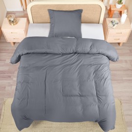 Utopia Bedding Bed Linen 135 x 200 cm Set - Microfibre Polyester Duvet Cover 135 x 200 cm + 1 Pillowcase with Pleated Hem 80 x 80 cm - Grey