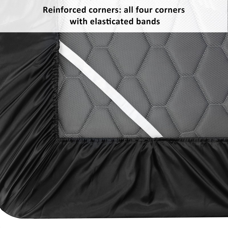 Lirex Satin Fitted Sheet, Luxurious Silky Smooth Polyester Bedding Soft