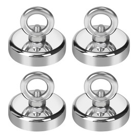 YESCUT Super Strong Magnetic Hook with Carabiner Magnet (Set of 4), Load Capacity 66.1 lbs (30 kg), Diameter 1.3 inches (32 mm), 304 Stainless Steel, Strong Magnet, Rust Resistant, Removable Hook, For