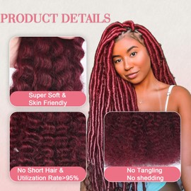 Unipearl Afro Kinkys Bulk Human Hair 50g/Pack Human Braiding Hair for Marley Twist, Locs Extensions & Crochet, Burgundy Afro Bulk Hair for Dreadlocks 16Inch