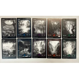 MTG Innistrad Midnight Hunt MID Eternal Night Full Art Land Set of 10 Black Grey
