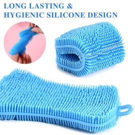 6 PCS Silicone Dish Sponges, Super Durable Safe and Dry Fast Silicone Sponge, Multi-Purpose Sponge Kitchen Gadgets, Reusable Rubber Kitchen Dish Dishe