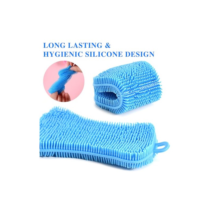 6 PCS Silicone Dish Sponges, Super Durable Safe and Dry