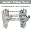 Riverruns UPF 50+ Fishing Gloves UV Protection Fingerless Sun Gloves