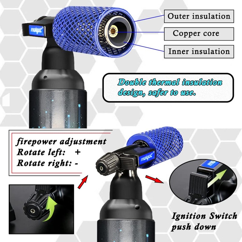 Molgoc Butane Torch with Anti-scalding Device,Stainless Steel Protective Cover,Refillable Kitchen