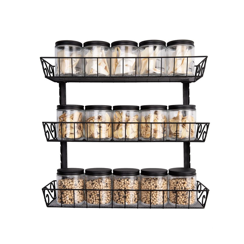 SWOMMOLY Adjustable Wall Mount Spice Rack, 3-Tier Dual-use (Multi-use) Organizer,