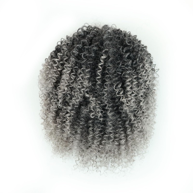 MKJVEN 10 Inch Afro Kinky Curly Drawstring Ponytail Hair Tgrey