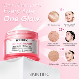 SKINTIFIC MSH Niacinamide Brightening Moisture Gel, Skin Tone Evening, Dark Spot Fading, Oil Control, Barrier Repair, Glow Boosting, Multi-Age Lightweight Moisturizer 30g
