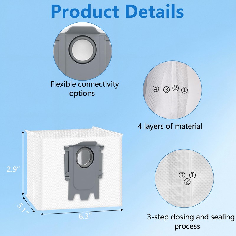 14 Pack Dust Bag Replacement for Roborock Q7 M5+, Q10