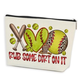 Softball Gifts Funny Makeup Bag Softball Party Favors Cosmetic Bag Softball Stuff Accessories Birthday Gifts for Women Team Friend Coach Zipper Pouch Travel Organizer Toiletry Bag Vacation Christmas
