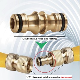 Brass Double Male Hose Connectors, Hose End Connectors, Garden Hose Connector Extender, Used to Connect Hoses and Garden Irrigation （Double Male Hose End Fitting）