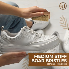 Small Shoe Cleaning Brush Set of 3 Brushes with Nylon, Boar and Horsehair Bristles, Wooden Sneaker Cleaner Brushes for Leather, Suede, Canvas, Textile, Bags and Accessories