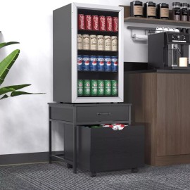 GDLF Mini Fridge Stand with Storage, Heavy Duty Fridge Table with Rolling Cabinet