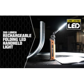 Southwire SL20RSW 200-Lumen Rechargeable Folding LED Handheld Flood Light, 360° Pivoting Head, 4 Light Modes, Magnetic Base and Hanging Hook, Includes a Carry Case with Belt Clip, 1M Drop Tested