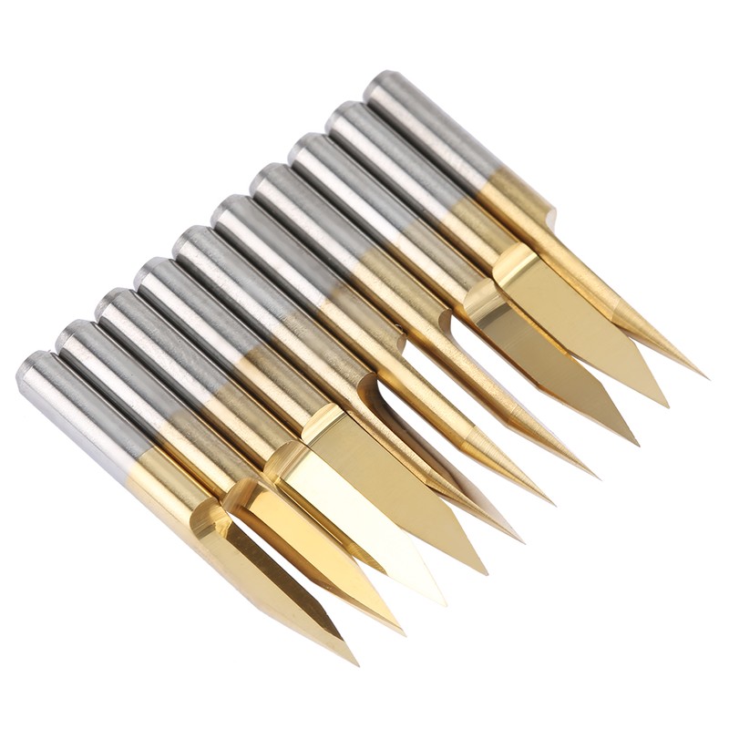 10pcs 3.175mm Titanium Coated Tungsten Steel Engraving CNC Bit Carving