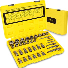 Topec 36Pcs Screw & Bolt Extractor Kit, 3-in-1 Easy Out Screw Extractor Set, 3/8" Drive Broken Bolt Extractor Socket Set, for Damaged, Rounded, Stripped Screw Removal