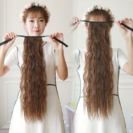 YJINCO YJWM002-bbrn Ponytail Wig, Long, Hula Extension, Ribbon, Point Wig, Curly Wig, Easy Clip, Harajuku Style Hula