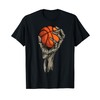 Basketball Skull And Skeleton Hand Graphic Kids Boys Men T-Shirt
