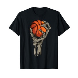 Basketball Skull And Skeleton Hand Graphic Kids Boys Men T-Shirt