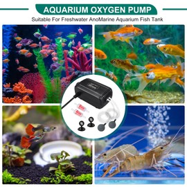 Cirulli Aquarium Air Pump, Extremely Quiet Low 20-40 dB Adjustable Air Pump, Quarium Oxygen Pump Double Outputs Air Valve Aquarium Air with 2 Check Valves for Aquariums from 3.8 - 300 L