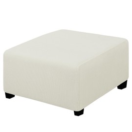 Easy-Going Stretch Square Ottoman Cover 30x30x15inch Cream