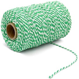 656 Feet Green and White Twine,Cotton Bakers Twine,Christmas Twine String,Cotton Cord Crafts Gift Twine String Packing Rope for Holiday Arts and Crafts Gift Wraping