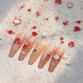 5D Embossed Rose Flower Nail Art Stickers Valentine's Day Nail Stickers for Nail Art Self Adhesive Red Rose Nail Decals Valentines Nail Design Stickers for Women Girl DIY Nail Decoration