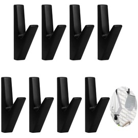 DAIRYCOF Coat Hooks, Black Clothes Hooks for Acoustic Panels, Zinc Alloy Coat Hooks, Wall Hooks, Coat Hooks for Bathrooms, Kitchens (8 Pieces, Black Zinc Alloy)