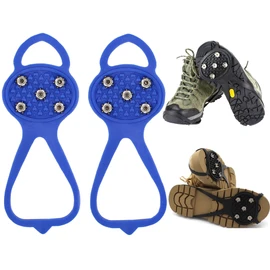 HAPIBY Non Slip Gripper Spike, Ice Grippers Traction Cleats Snow for Shoes and Boots Spikes Grips Crampons with 10 Steel Studs Cleats (1PC, Blue)