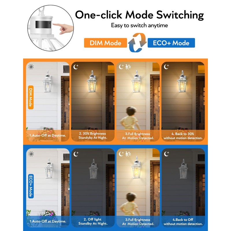 VIANIS Outdoor Wall Lantern with Motion Sensor, Dusk to Dawn